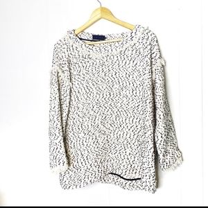 Hatch | Maternity Fringe Cream White Black Sweater